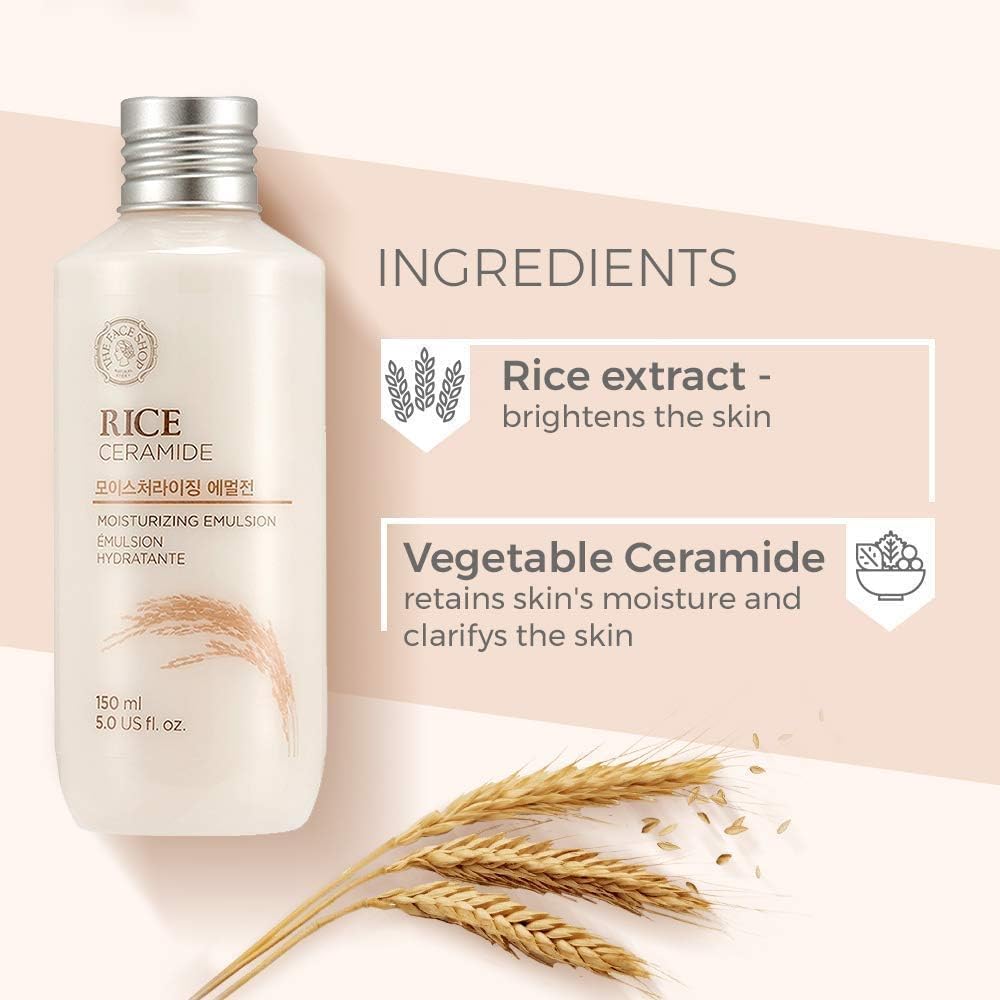 The Face Shop Rice & Ceramide Moisturizing Emulsion - Hydrating & Nourishing Facial Emulsion